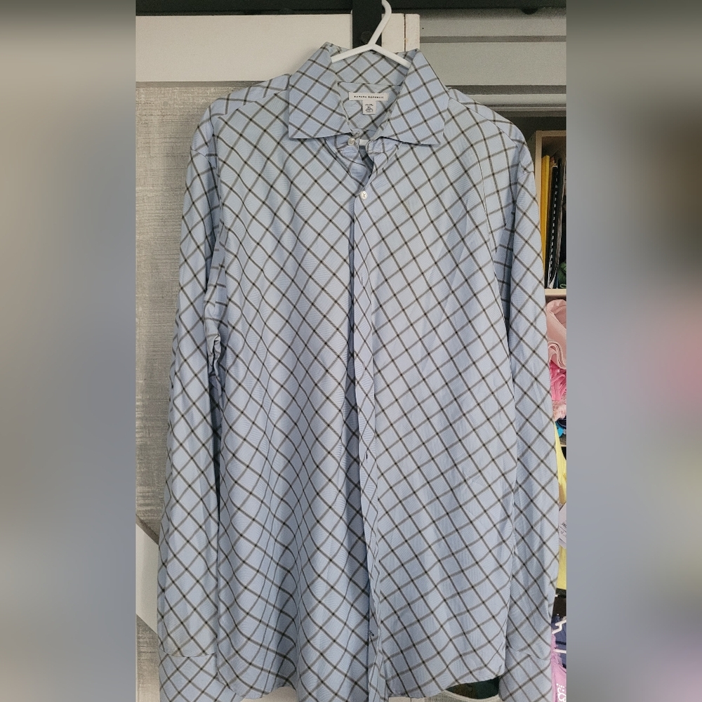 Banana Republic Light Blue Grid Dress Shirt